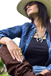 Handmade Honey Dahlia Mojave Turquoise & Sterling Silver Adjustable Ring