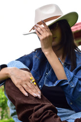 Handmade Honey Dahlia Mojave Turquoise & Sterling Silver Adjustable Ring