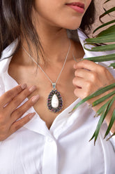 Handmade Pink Larimar Sterling Silver Pendant: Aurora Opal Necklace