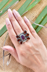 Handmade Amber & Sterling Silver Adjustable Ring