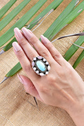 Handmade Pink Opal & Turquoise Sterling Silver Adjustable Ring