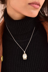 Handmade Mother of Pearl & Sterling Silver Pendant with 18 Inch Adjustable Chain