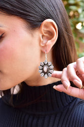 Handmade Black Shell Dangle Drop Earrings, Cubic Zircon 925 Sterling Silver Earring
