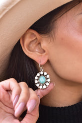 Turquoise Sterling Silver Dangle Earrings with Cubic Zircon
