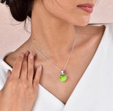 Handmade Aurora Opal & Sterling Silver Heart Pendant with 16 inch Adjustable Chain