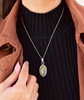 Handmade Spiny Oyster Turquoise & Sterling Silver Pendant with 16 inch Adjustable Chain