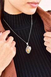 Handmade Spiny Oyster Turquoise & Sterling Silver Pendant with 16 inch Adjustable Chain