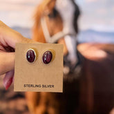 Handmade Purple Spiny Oyster & Sterling Silver Post Stud Earrings for Women