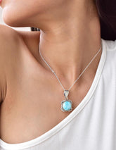 Handmade Blue Ridge Turquoise & Sterling Silver Pendant with 16 Inch Adjustable Chain