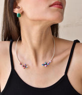 Handmade Pink Dahlia Turquoise & Sterling Silver Choker Necklaces
