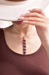 Handmade Rose Dahlia Turquoise & Sterling Silver Pendant with 16 Inch Adjustable Chain