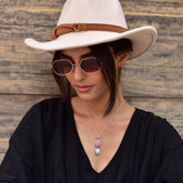 Handmade Cotton Candy Dahlia & Sterling Silver Pendant with 16 Inch Adjustable Chain