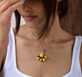 Handmade Honey Dahlia Turquoise & Sterling Silver Pendant with 16 inch Adjustable Chain