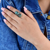 Handmade Hubei Turquoise & Sterling Silver Adjustable Ring