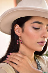 Handmade Rose Dahlia Turquoise & Sterling Silver Najah Earrings