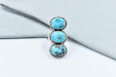Handmade White Water Turquoise Sterling Silver Adjustable Crawler Ring