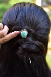 Handmade Kingman Turquoise & Sterling Silver Hair Pin Toothpick Hat Pin, Hair Bun Pin for Woman