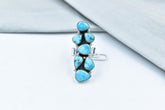 Handmade White Water Turquoise Sterling Silver Adjustable Crawler Ring