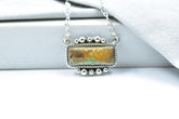 Handmade Ribbon Royston Sterling Silver Baguette Necklace with 18 inch Adjustable Chain