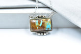 Handmade Royston Turquoise & Sterling Silver Cushion Necklace with 18 inch Adjustable Chain