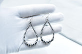 Handmade 3MM Sterling Silver Pearls Beaded & Dangle Hoop Earrings