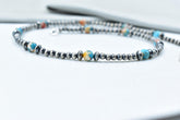 Handmade Spiny Oyster Turquoise & Sterling Silver Pearl 4mm Beaded Necklace 16'' Long