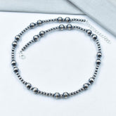 Handmade 8MM & 4MM Sterling Silver Pearl Beaded Necklace 18'' Long