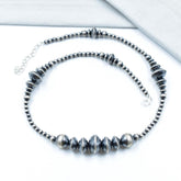 Handmade Sterling Silver Pearl Beaded Necklace 18'' Long