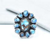 Handmade Golden Hill Turquoise & Sterling Silver Ring Adjustable Ring