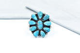 Handmade White Water Turquoise Sterling Silver Adjustable Ring