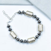 Handmade Sterling Silver Pearls Beaded Adjustable Bracelet