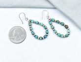 Handmade Turquoise Sterling Silver Pearls Beaded & Dangle Hoop Earrings