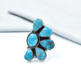 Handmade White Water Turquoise Sterling Silver Adjustable Ring