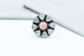 Handmade Pink Conch, Pearl & Sterling Silver Adjustable Ring