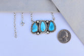 Handmade Blue Ridge Turquoise & Sterling Silver Necklace with 18 inch Adjustable Chain