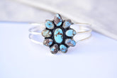 Handmade Golden Hill Turquoise & Sterling Silver Adjustable Bangle