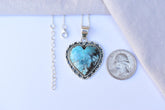 Handmade Blue Moon Turquoise & Sterling Silver Pendant with 16 inch Adjustable Chain