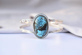 Handmade Blue Moon Turquoise & Sterling Silver Adjustable Bangle 5.5 inch