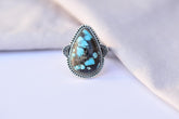 Handmade Blue Moon Turquoise & Sterling Silver Adjustable Ring