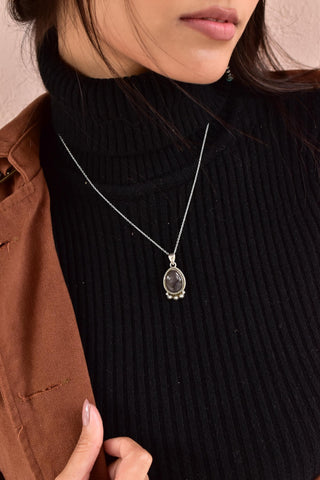 Handmade Grey Moonstone Pendant in 925 Sterling Silver