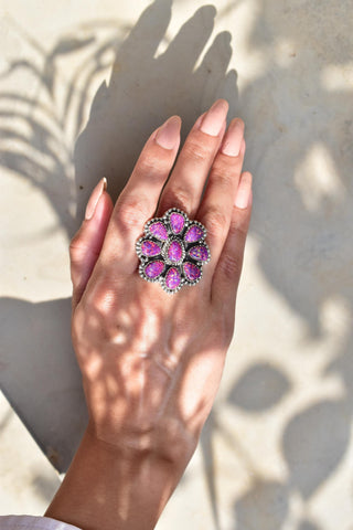 Handmade Purple Aurora Opal Ring 925 Sterling Silver