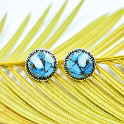 Handmade Ice Blue Dahlia Studs in 925 Sterling Silver