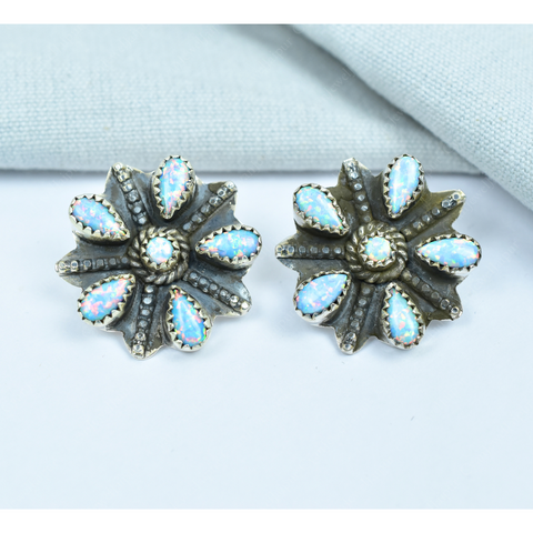 Handmade Aurora Opal 925 Sterling Silver Earring