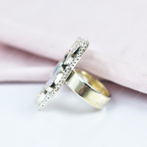 Handmade Aurora Opal Ring in 925 Sterling Silver