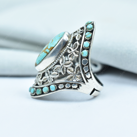 Handmade Turquoise Ring in 925 Sterling Silver