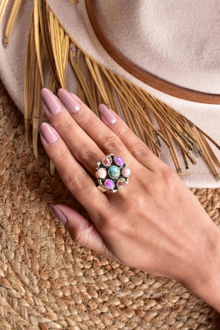 Handmade Turquoise & Opal 925 Sterling Silver Ring