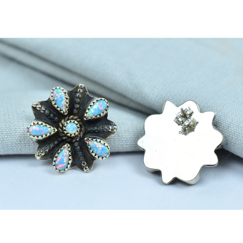 Handmade Aurora Opal 925 Sterling Silver Earring