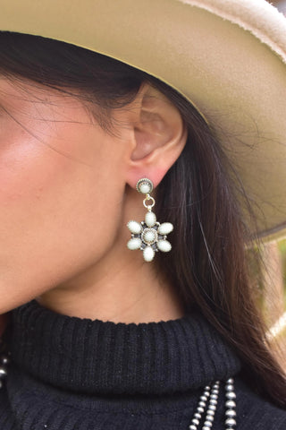 Handmade White Glow Stone 925 Sterling Silver Earring