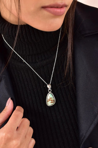 Handmade Mantis Variscite Turquoise Pendant in 925 Sterling Silver