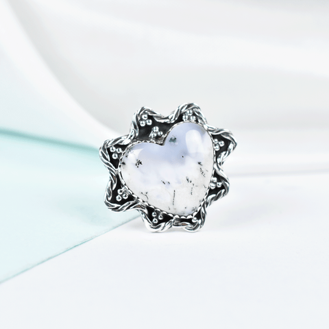 Handmade Dendritic Agate 925 Sterling Silver Ring